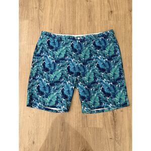 Hreski Artistic Monstera Palm Leaves Golf Shorts Men’s 44 10 Inch Inseams Blue